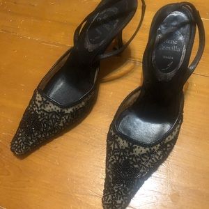 Black slingback rene caovilla shoes stiletto heel